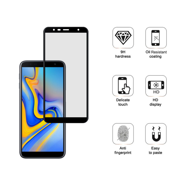 Alink 2.5D silk print full glue tempered glass screen protector for Samsung Galaxy J4 Plus