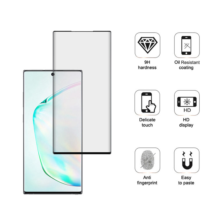 Alink 3D curved UV glue tempered glass screen protector for Samsung Galaxy Note 10+