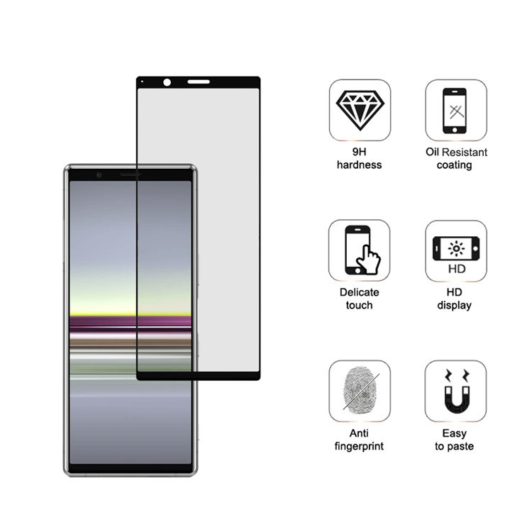 Alink 2.5D silk print full glue tempered glass screen protector for Sony Xperia 5