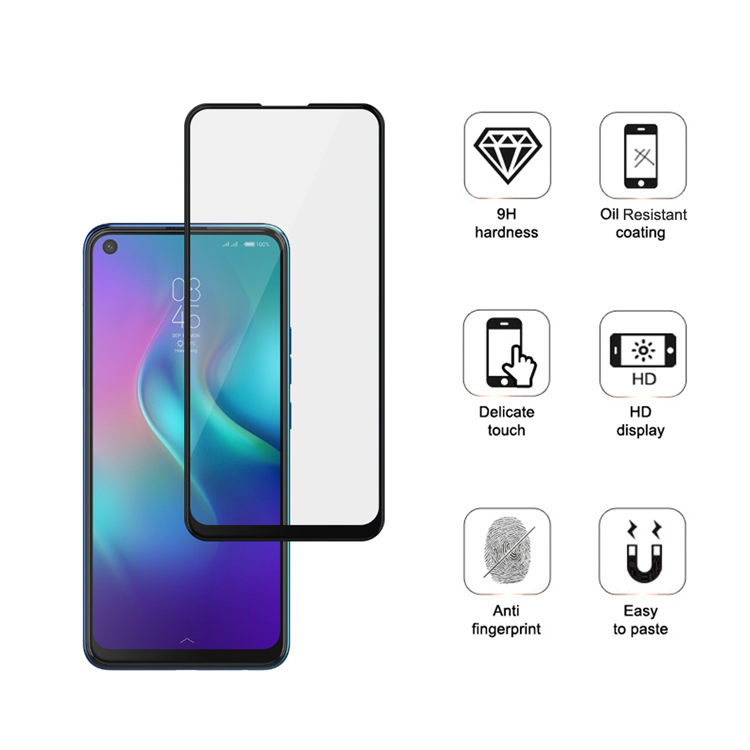 Alink 2.5D silk print full glue tempered glass screen protector for Tecno Camon 12 Air