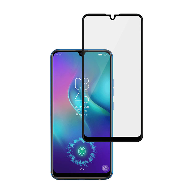 Alink 2.5D silk print full glue tempered glass screen protector for Tecno Camon 12 Pro