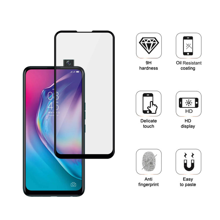 Alink 2.5D silk print full glue tempered glass screen protector for Tecno Camon 15 Premier