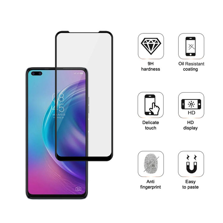 Alink 2.5D silk print full glue tempered glass screen protector for Tecno Camon 16 Pro