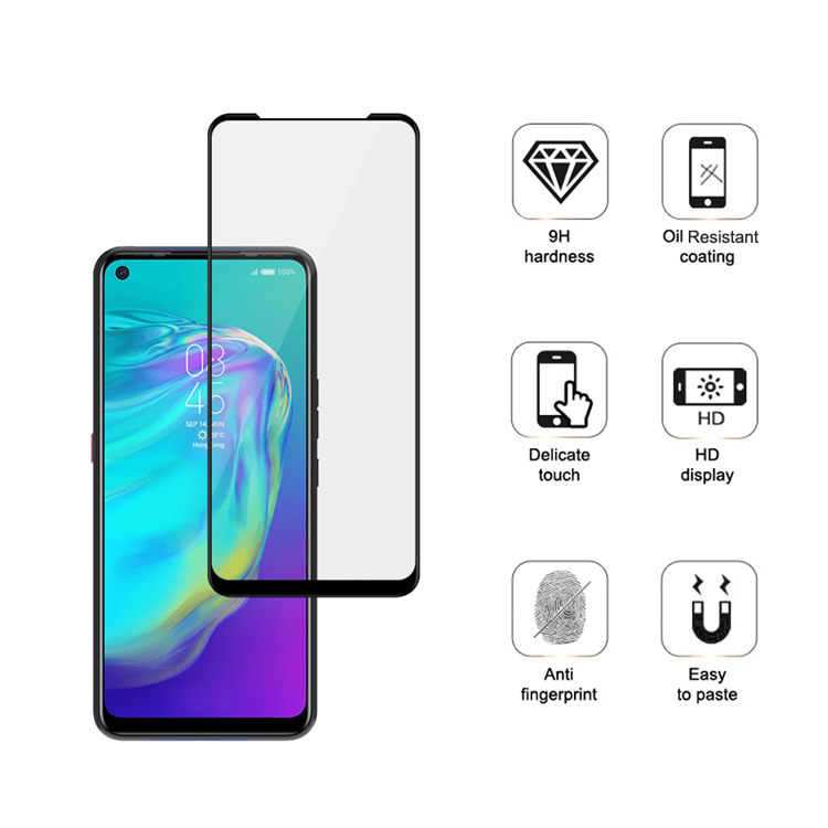 Alink 2.5D silk print full glue tempered glass screen protector for Tecno Camon Pova