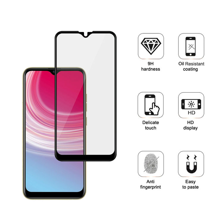 Alink 2.5D silk print full glue tempered glass screen protector for Tecno Camon i4