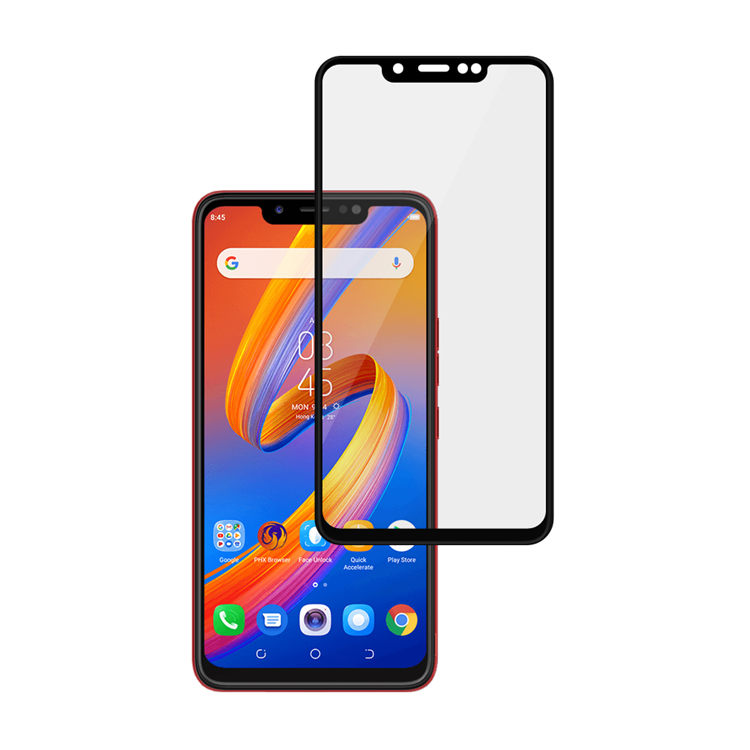 Alink 2.5D silk print full glue tempered glass screen protector for Tecno Spark 3