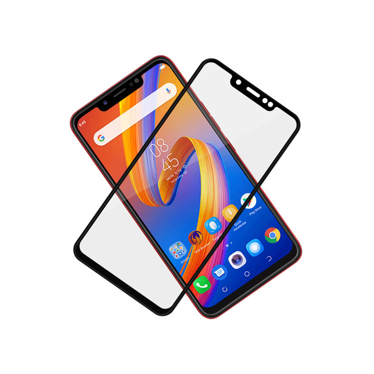 Alink 2.5D silk print full glue tempered glass screen protector for Tecno Spark 3