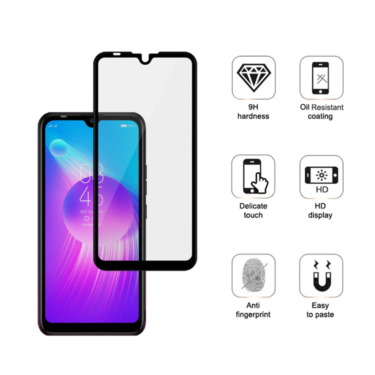 Alink 2.5D silk print full glue tempered glass screen protector for Tecno Spark 4 Lite