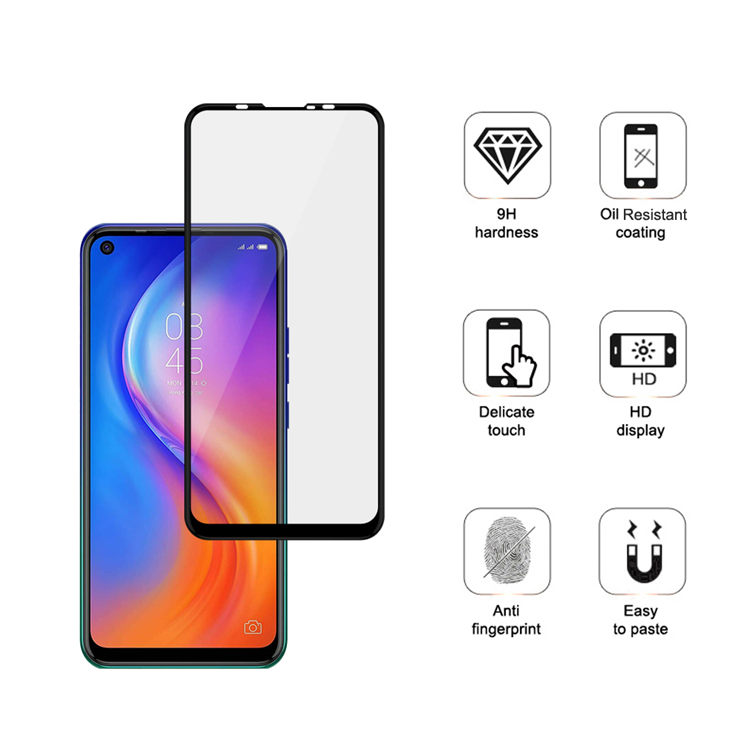 Alink 2.5D silk print full glue tempered glass screen protector for Tecno Spark 5