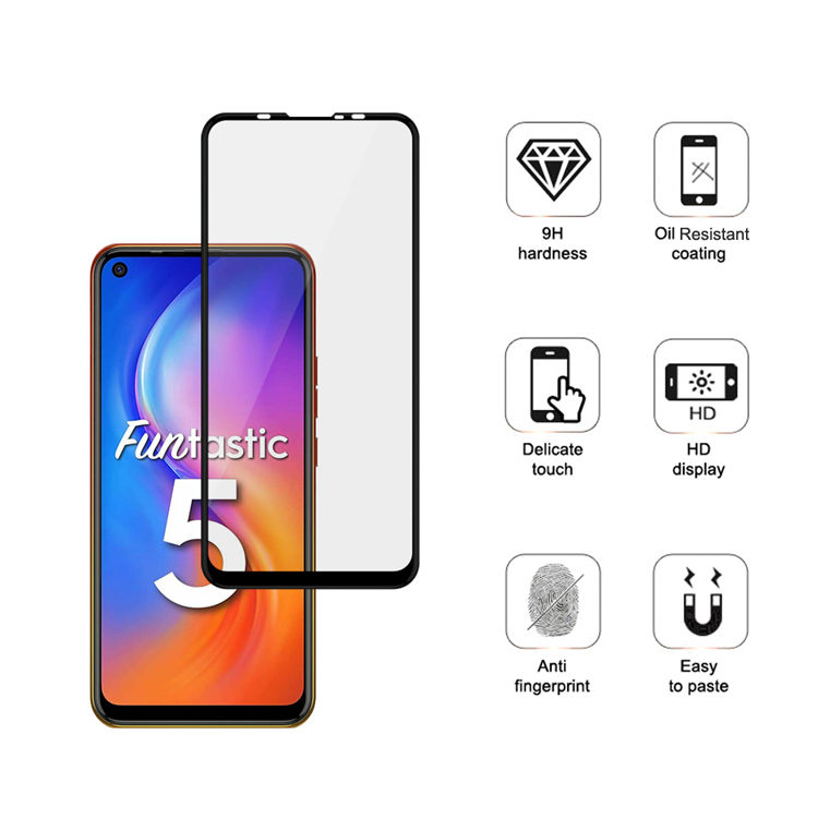 Alink 2.5D silk print full glue tempered glass screen protector for Tecno Spark 5 Pro