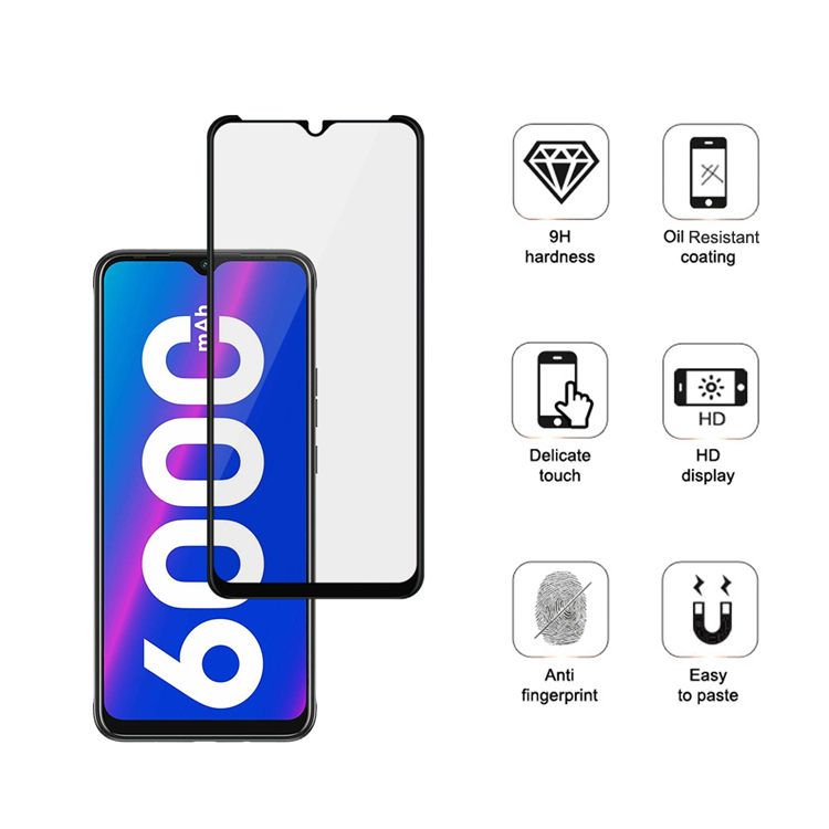 Alink 2.5D silk print full glue tempered glass screen protector for Tecno Spark 6