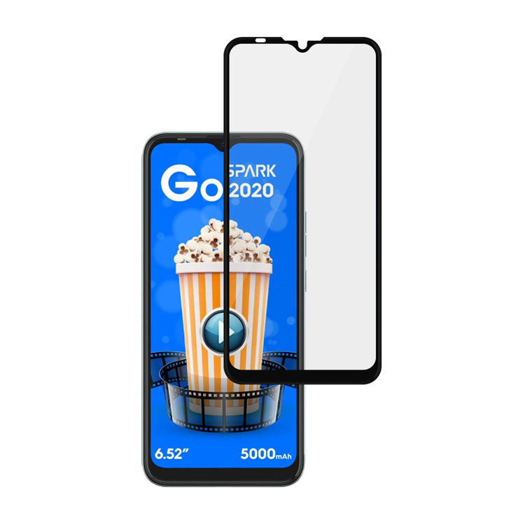 Alink 2.5D silk print full glue tempered glass screen protector for Tecno Spark Go 2020