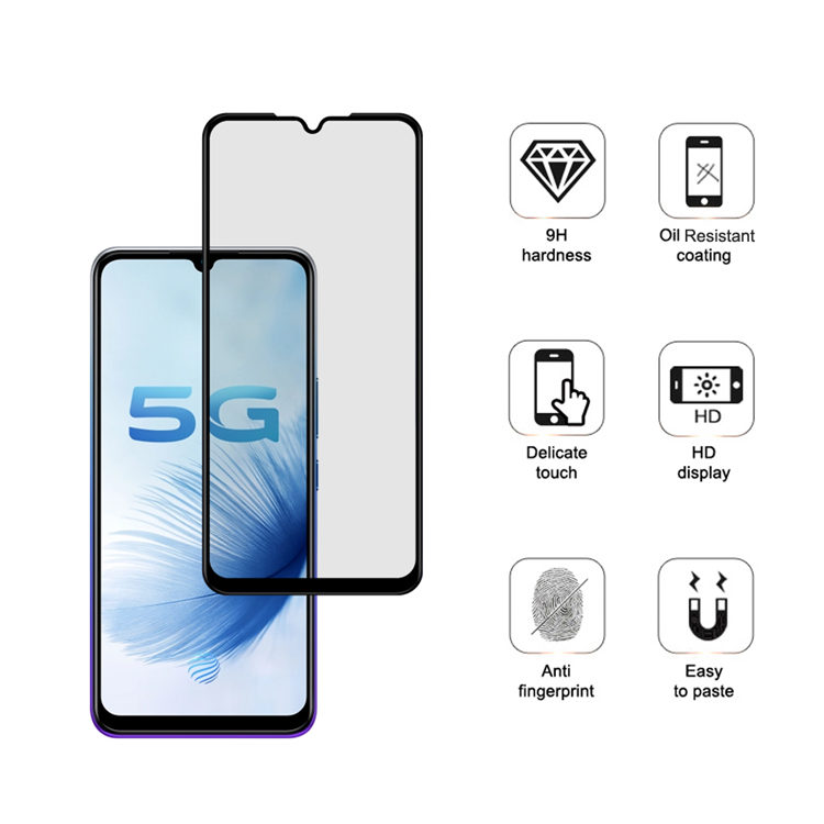 Alink 2.5D silk print full glue tempered glass screen protector for Vivo S6