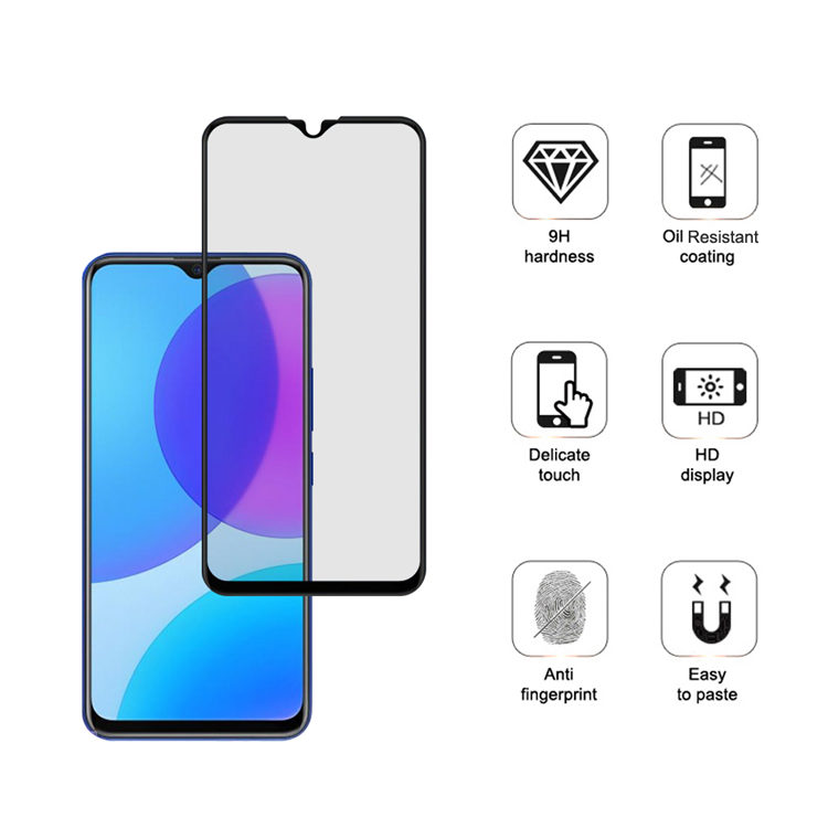 Alink 2.5D silk print full glue tempered glass screen protector for Vivo U20