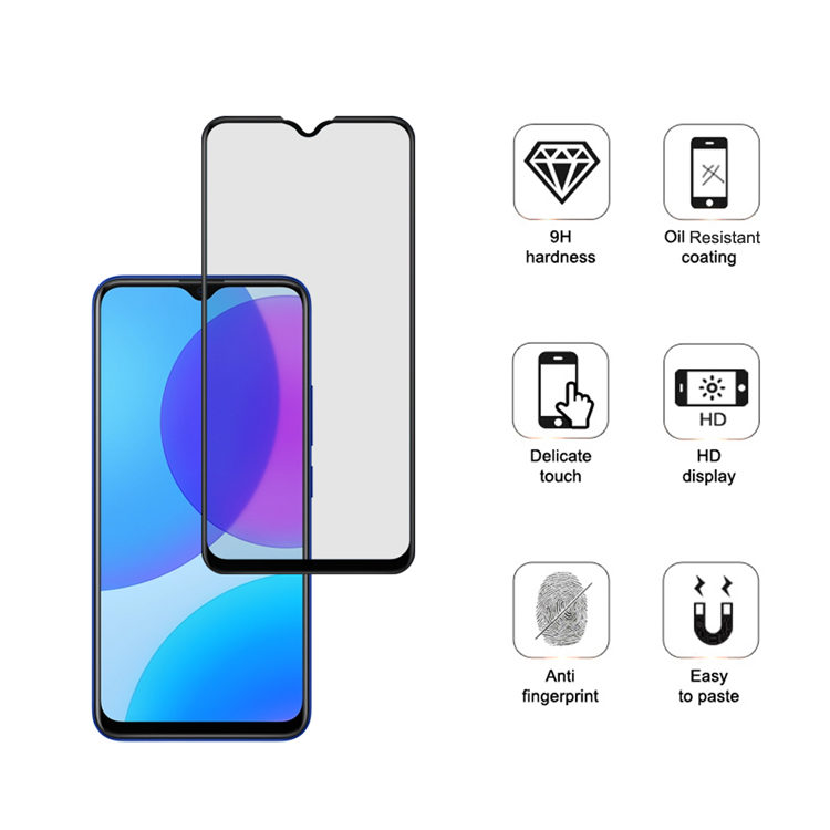 Alink 2.5D silk print full glue tempered glass screen protector for Vivo U3