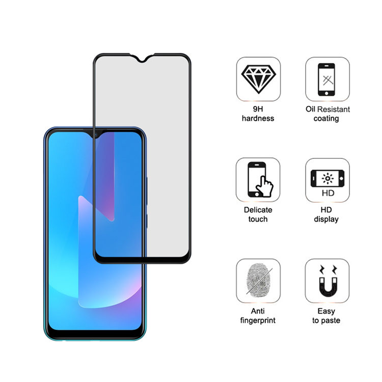 Alink 2.5D silk print full glue tempered glass screen protector for Vivo U3X