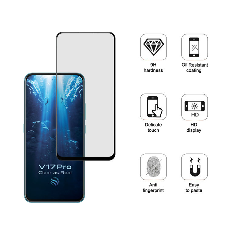 Alink 2.5D silk print full glue tempered glass screen protector for Vivo V17 Pro