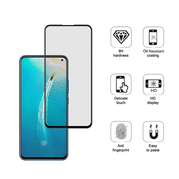 Alink 2.5D silk print full glue tempered glass screen protector for Vivo V19
