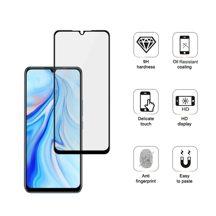 Alink 2.5D silk print full glue tempered glass screen protector for Vivo V20 SE