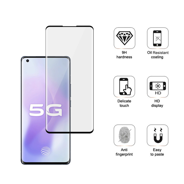 Alink 3D hot bending full glue tempered glass screen protector for Vivo X50 Pro+