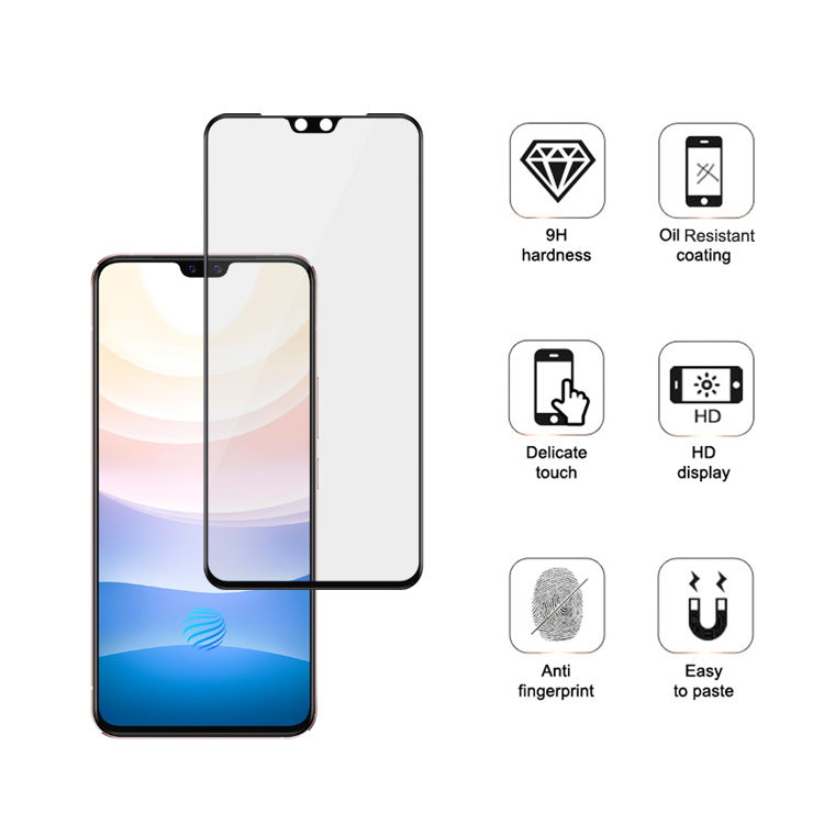 Alink 2.5D silk print full glue tempered glass screen protector for Vivo S9e