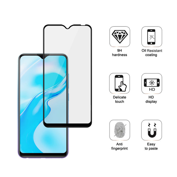 Alink 3D hot bending full glue tempered glass screen protector for Vivo Y1s