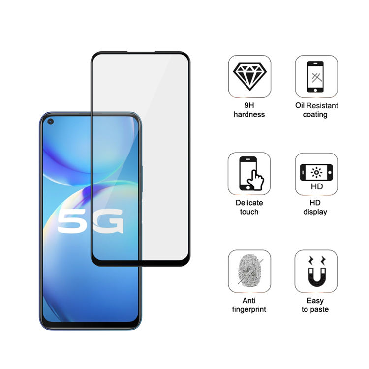 Alink 2.5D silk print full glue tempered glass screen protector for Vivo Y51s