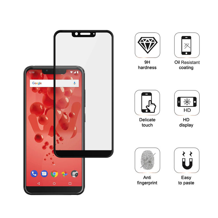 Alink 2.5D silk print full glue tempered glass screen protector for Wiko View 2 Plus