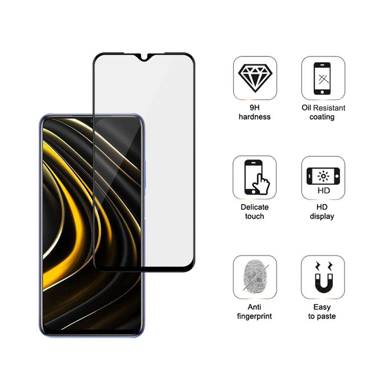 Alink 3D hot bending full glue tempered glass screen protector for Xiaomi Poco M3