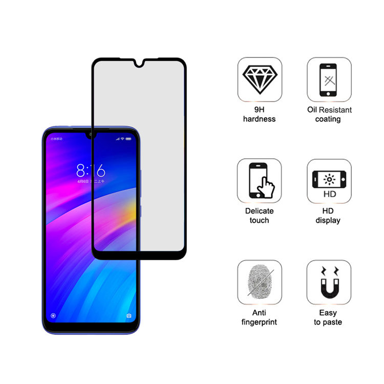 Alink 3D hot bending full glue tempered glass screen protector for Xiaomi Redmi 7