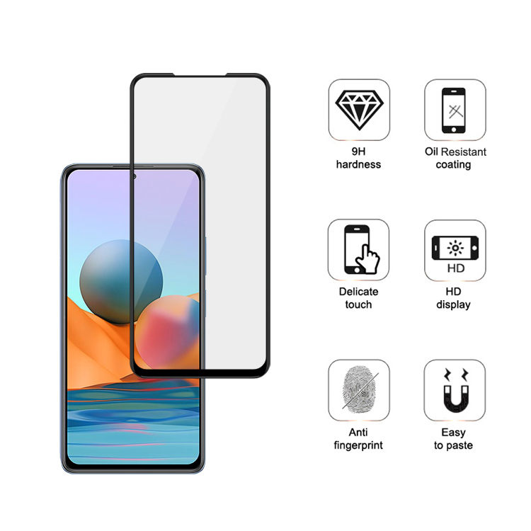 Alink 2.5D silk print full glue tempered glass screen protector for Xiaomi Redmi Note 10 Pro