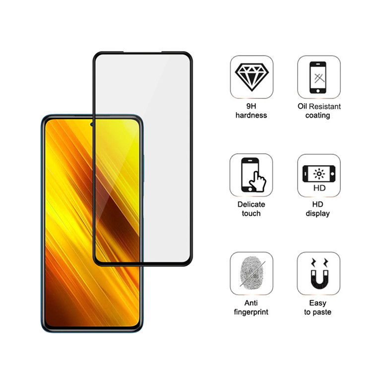 Alink 2.5D silk print full glue tempered glass screen protector for Xiaomi Poco X3