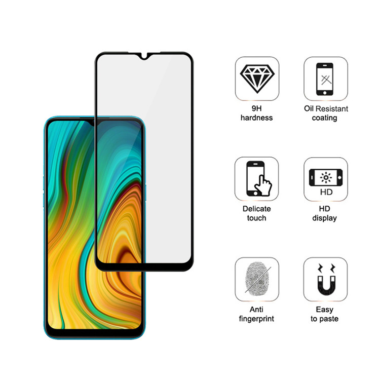 Alink 2.5D silk print full glue tempered glass screen protector for Xiaomi Poco C3