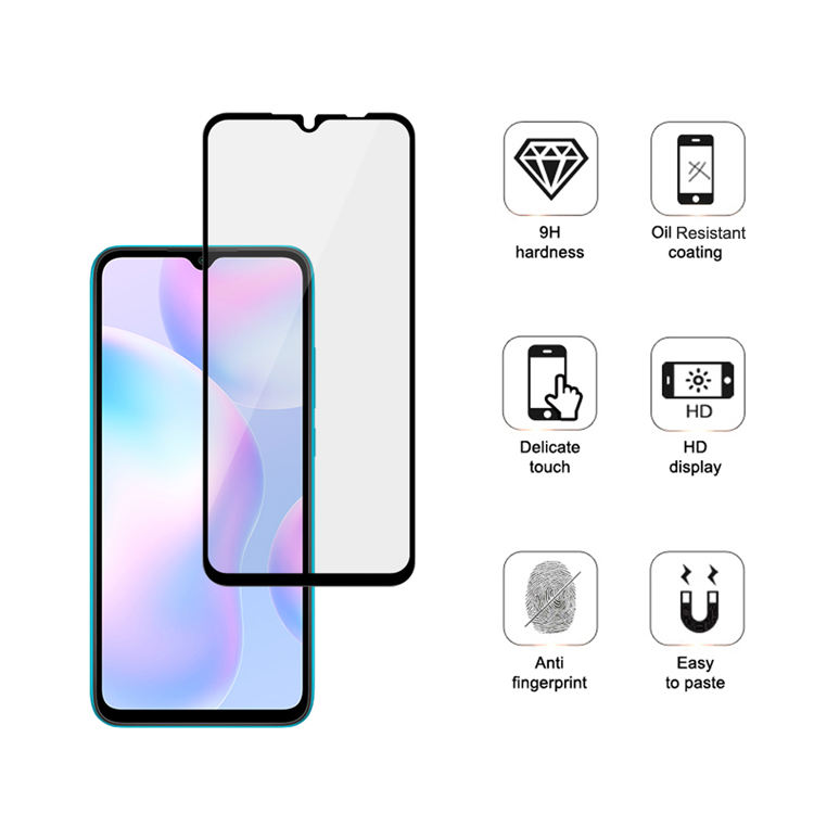Alink 2.5D silk print full glue tempered glass screen protector for Xiaomi Redmi 9A